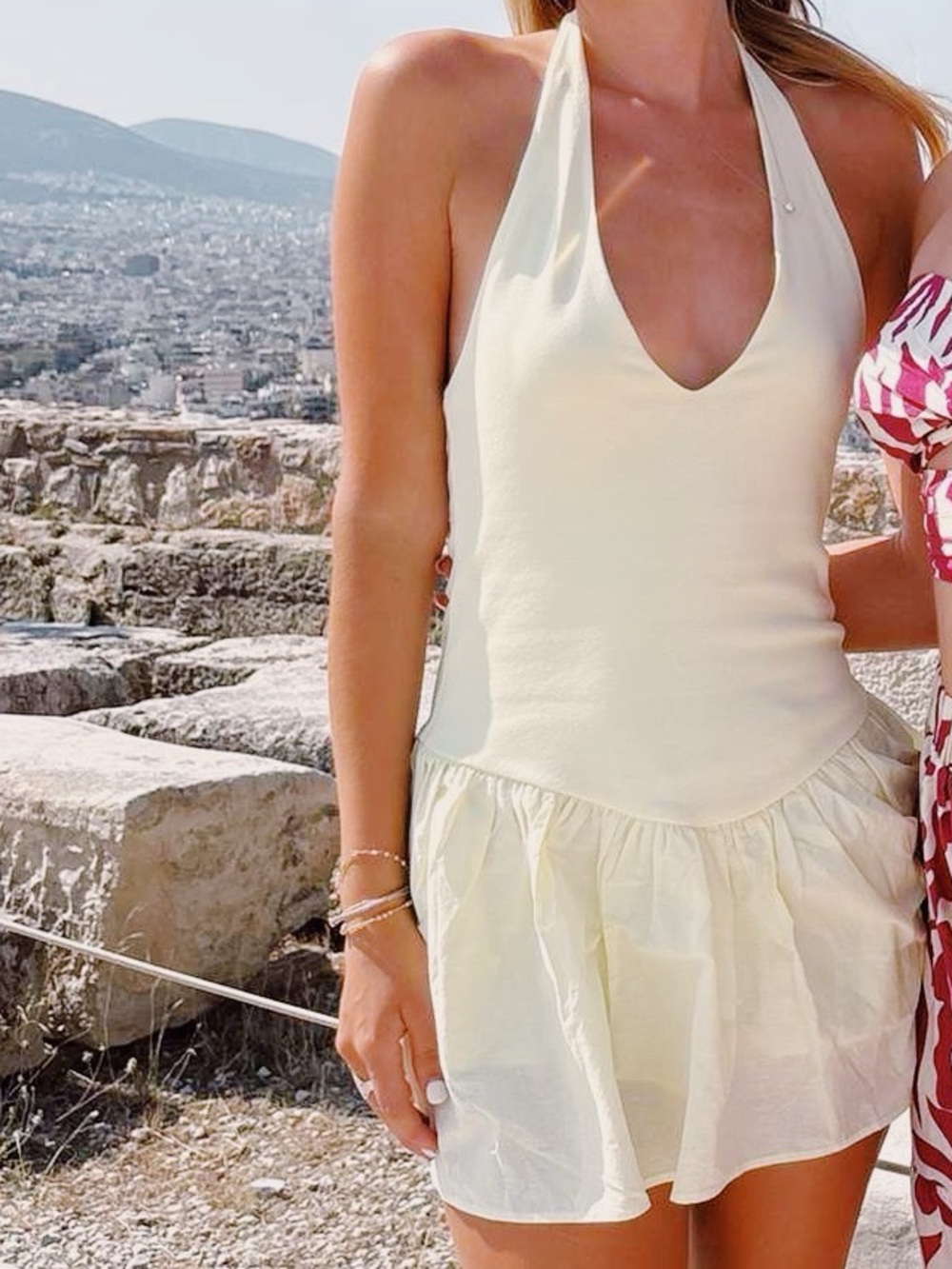 Zara Cream Halter Mini Dress